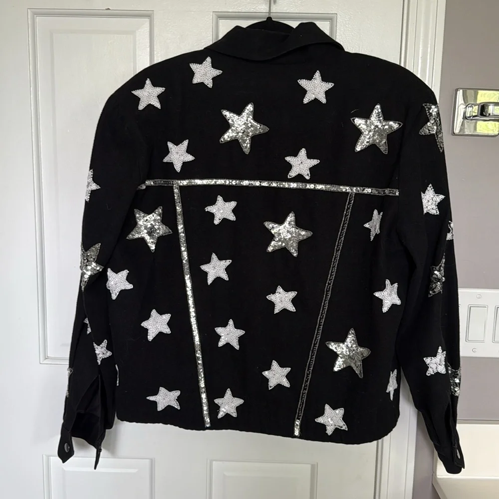 Vintage Modi Beaded Sequin Star Denim Cotton Jacket - Picture 12 of 14